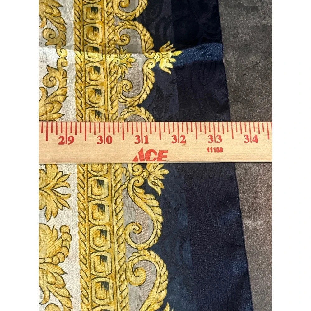 Liz Claiborne Made In Italy Scarf Baroque Gold Navy Blue Luxury Accessory